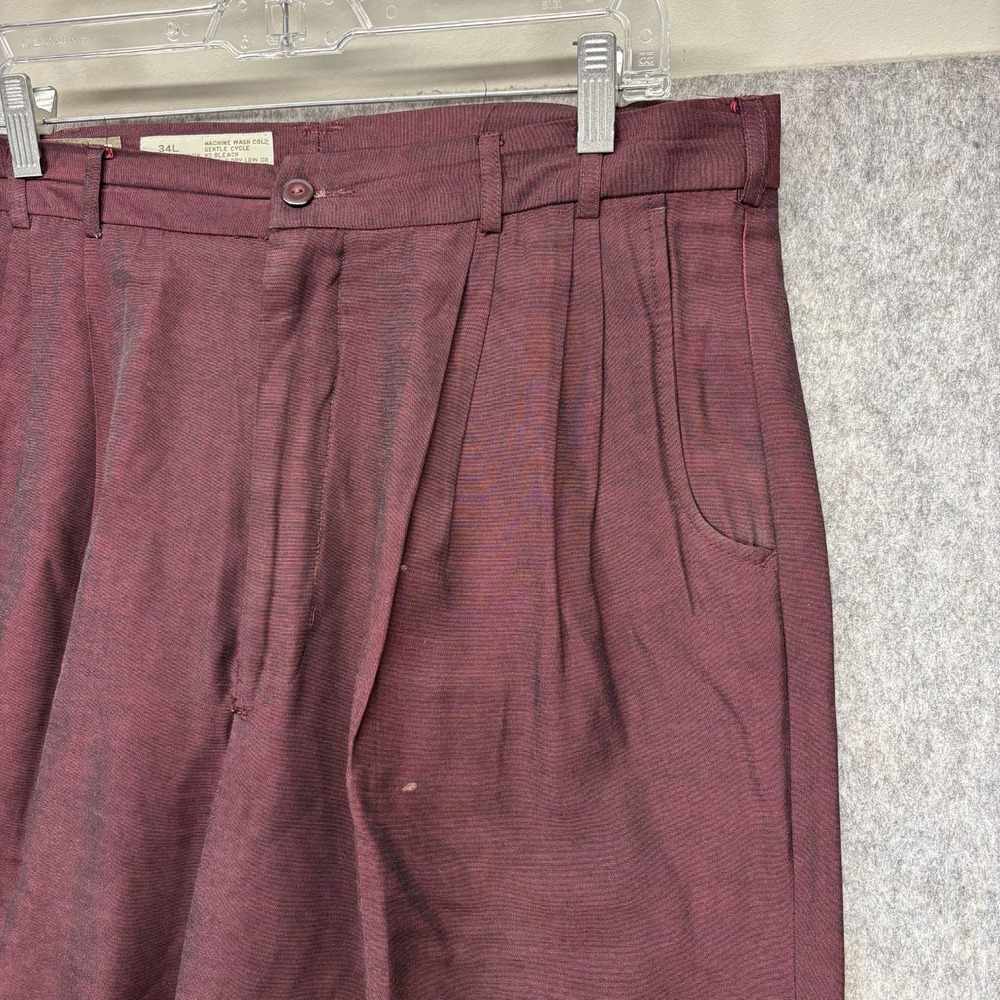 True Vintage Policy Designs Trouser Pants Rayon Maroon Men's 34x26 Balloon 60s - Picture 4 of 15